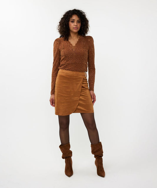 Esqualo - Overlap Suede Skirt