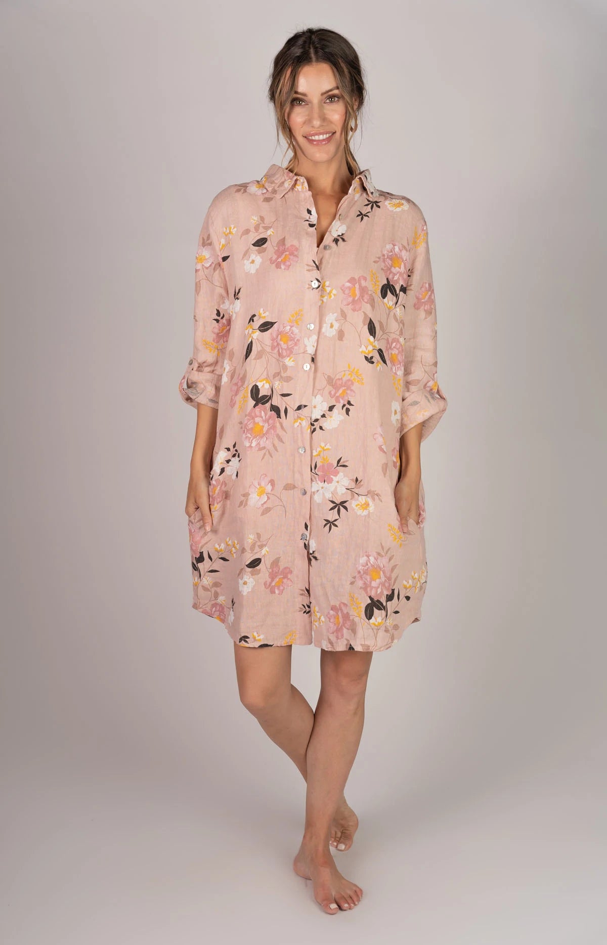 Me & Gee - Floral Shirt Dress With Pockets