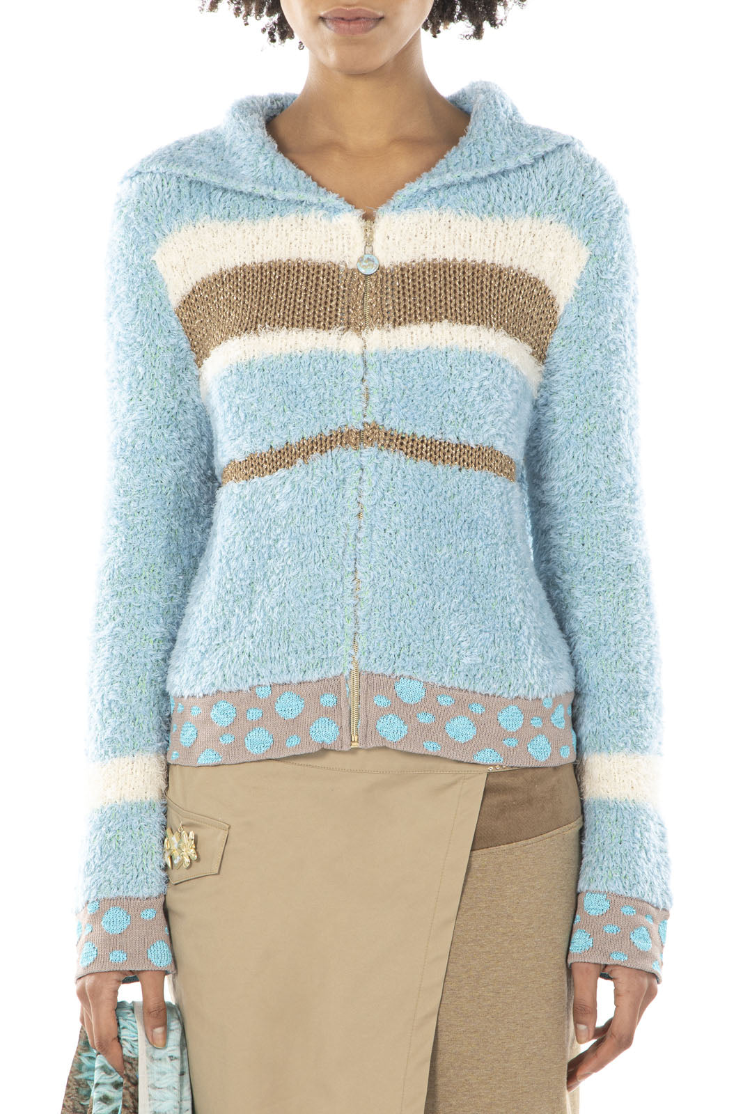 Elisa Cavaletti - Fuzzy Knitted Zip-Up Jacket